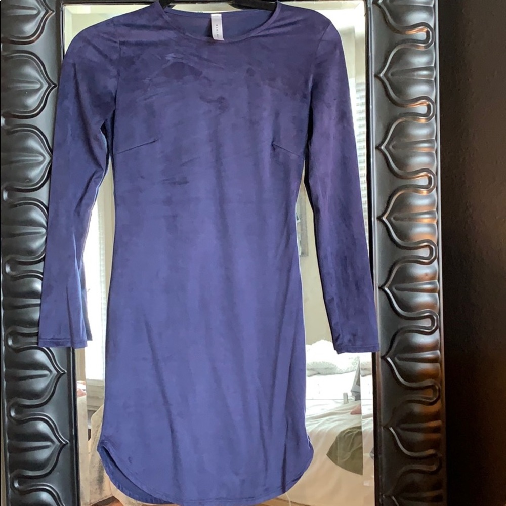 Suede navy blue bodycon dress